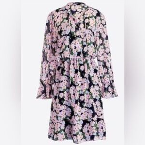 J.Crew Merchant Tile Sheer Long Sleeve Dress Size S